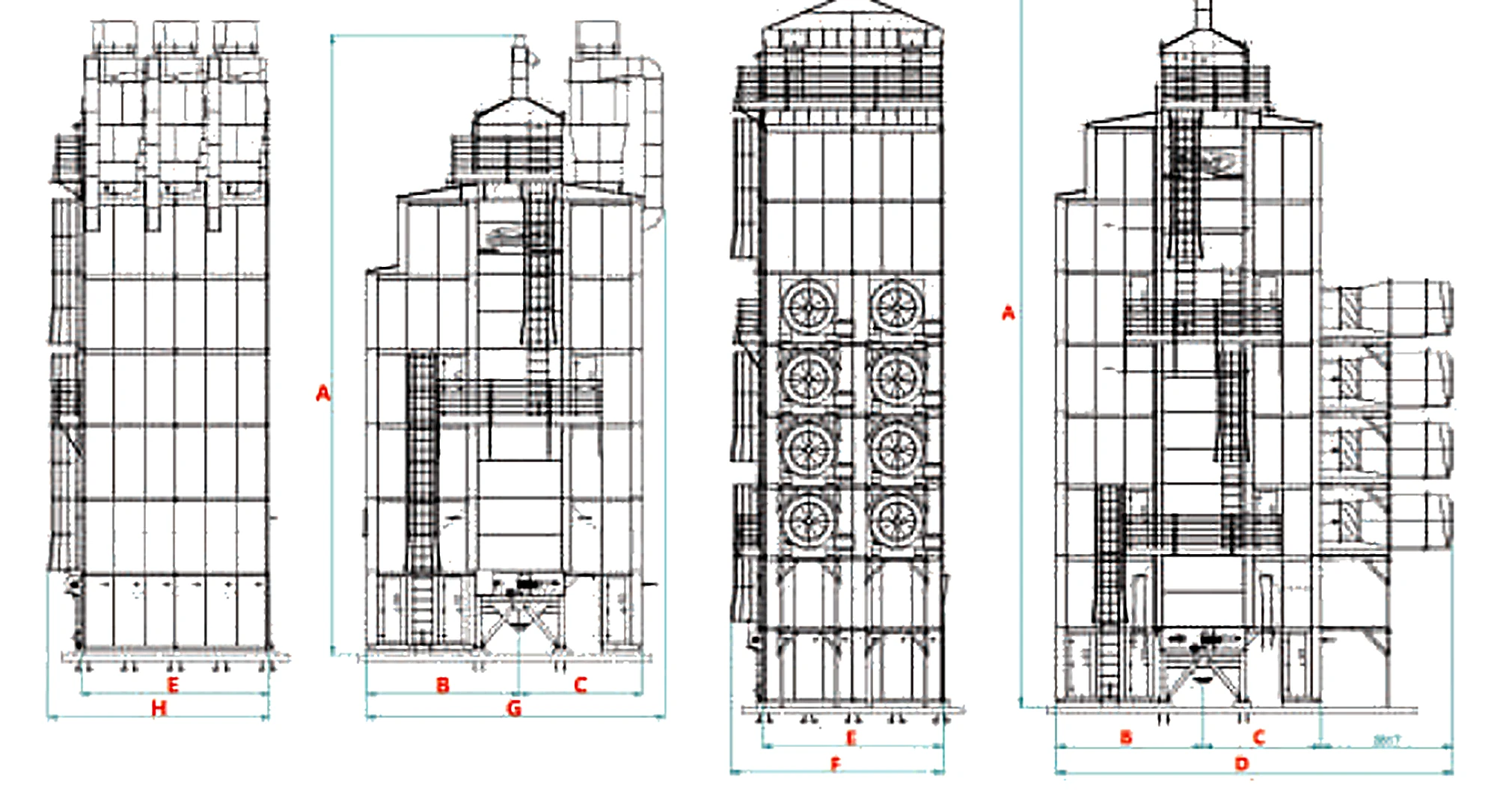 Croquis general mejorado del secador de columna Tromink